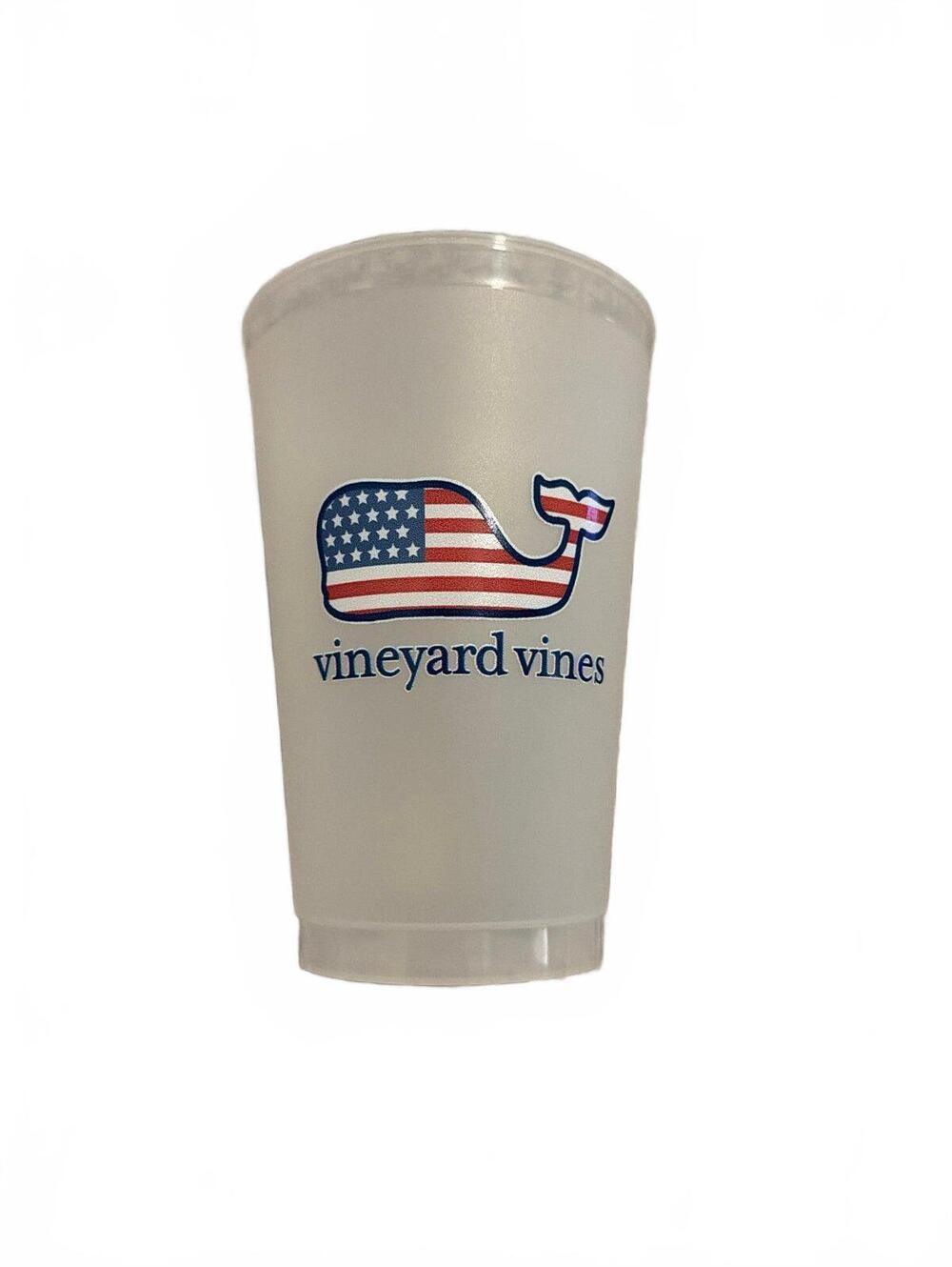Vineyard Vines American Flag Whale Frosted Cup